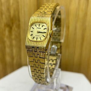 Pulsar Vintage Gold Quartz Watch Textured Bracelet Japan